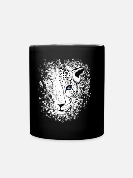 Schneeleopard Cool Raubkatze - Tasse einfarbig - Schwarz