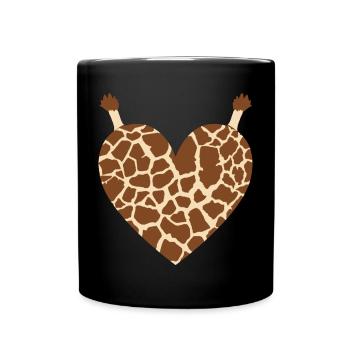 Giraffenherz-Design für Giraffenfans - Tasse einfarbig - Schwarz - Vorne