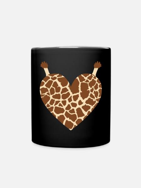 Giraffenherz-Design für Giraffenfans - Tasse einfarbig - Schwarz