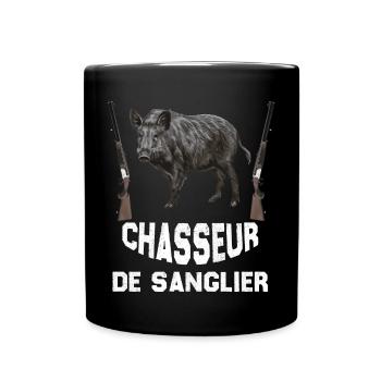 Chasseur de sanglier et Fusil De Chasse - Mug uni - noir - Devant