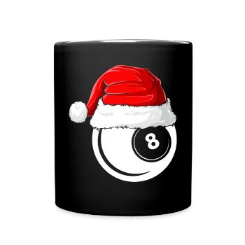 Xmas Weihnachtsmütze Weihnachts Billard - Tasse einfarbig - Schwarz - Vorne