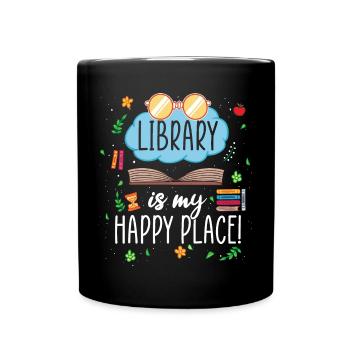 Library Fan Quote Read Library Librarian - Full Colour Mug - black - Front