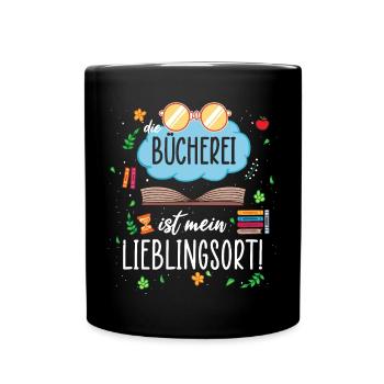 Bücherei Fan Spruch Lesen Bibliothek Bibliothekar - Tasse einfarbig - Schwarz - Vorne