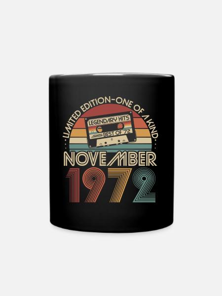 Novembre 1972 Born Retro Anniversaire - Mug uni - noir