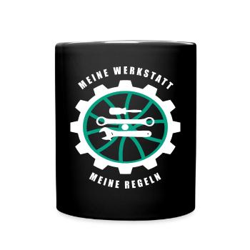Meine Werkstatt Meine Regeln - Tasse einfarbig - Schwarz - Vorne