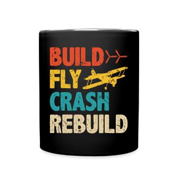 Build Fly Crash RC Plane Pilot Model Airplane - Tasse einfarbig - Schwarz - Vorne