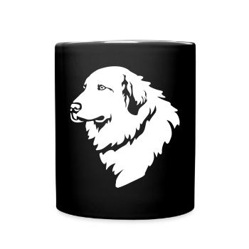 Tête de chien de montagne pyrénéenne « Black Edition » - Mug uni - noir - Devant