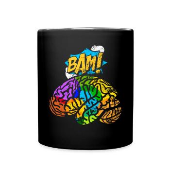 Cerveau Esthétique Pop Art Comic Retro Brain Map Neur - Mug uni - noir - Devant