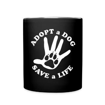 Adopting a dog saves a life - Full Colour Mug - black - Front
