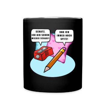Ich bin schon wieder scharf | lustige Sprüche - Tasse einfarbig - Schwarz - Vorne