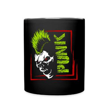 Punk Musik Punker Punkrock Irokesenschnitt Rocker - Tasse einfarbig - Schwarz - Vorne