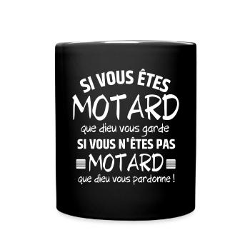 motard, fan de moto - Mug uni - noir - Devant
