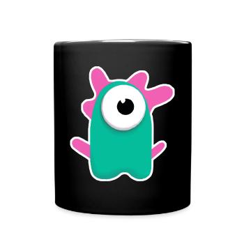 Niedlicher türkisfarbener Zyklop | Lustiges pinkes Monster - Tasse einfarbig - Schwarz - Vorne