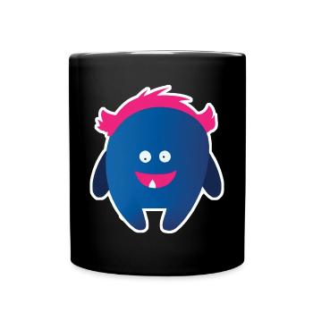 Monstre bleu mignon | Créature aux cheveux roses drôles - Mug uni - noir - Devant