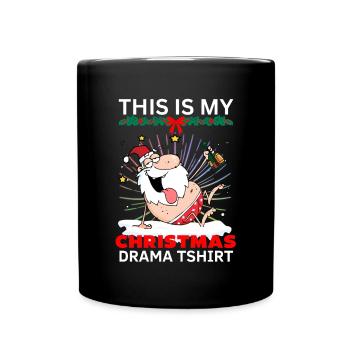 Weihnachten tshirt- Weihnachtsmann mit Bier - Tasse einfarbig - Schwarz - Vorne