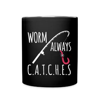Wurm fängt immer - Tasse einfarbig - Schwarz - Vorne