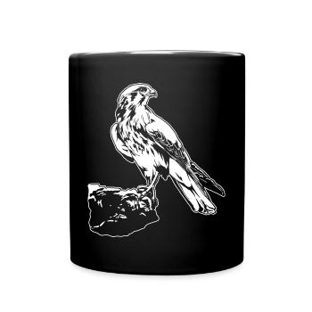 Falke Vogel sitzt auf Baum Cool Vogel Liebhaber Geschenk - Tasse einfarbig - Schwarz - Vorne