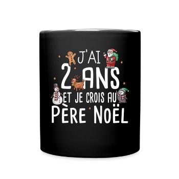 2 ans Père Noël Anniversaire Fille Garçon Fillette - Mug uni - noir - Devant