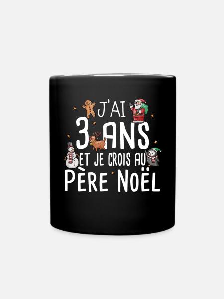 3 ans Père Noël Anniversaire Fille Garçon Fillette - Mug uni - noir