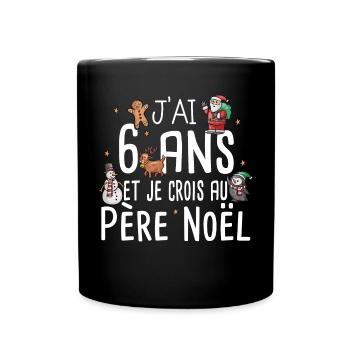 6 ans Père Noël Anniversaire Fille Garçon Fillette - Mug uni - noir - Devant