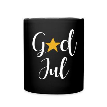 GodJul Stern Frohe Weihnachten skandinavisch Quote - Tasse einfarbig - Schwarz - Vorne