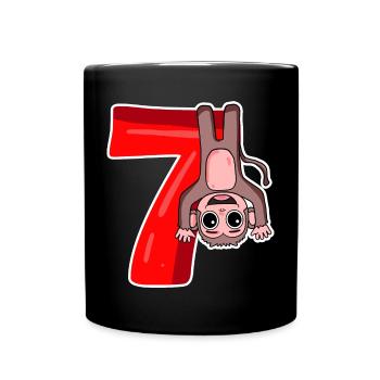 7 years old - 7 birthday with animal motif - Full Colour Mug - black - Front