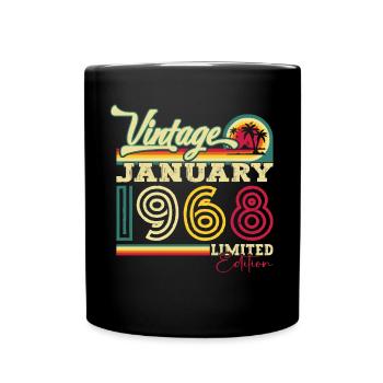 Born 1968 January 55th birthday Gift man - Full Colour Mug - black - Front