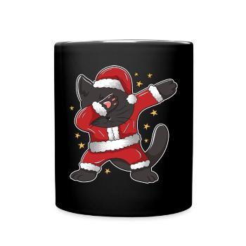 Dabbing Santa Katze Dab Black Cat Design für - Tasse einfarbig - Schwarz - Vorne