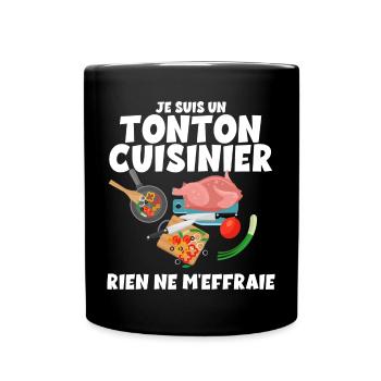 Citation Drôle Tonton cuisinier Cadeau Oncle - Mug uni - noir - Devant