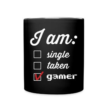 Player status: single taken gamer - Full Colour Mug - black - Front