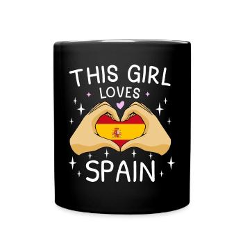 Spain Flag Heart Spanish Flag Love - Full Colour Mug - black - Front