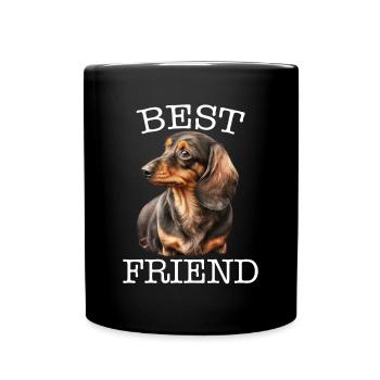Mein Dackel ist mein Best Friend - Dackel T-Shirt - Tasse einfarbig - Schwarz - Vorne