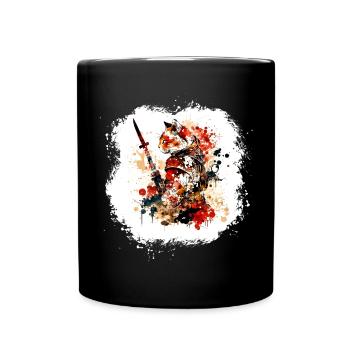 Chat Samouraï Rouge Noir - Mug uni - noir - Devant