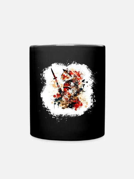 Chat Samouraï Rouge Noir - Mug uni - noir