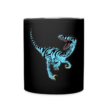 Blue Velociraptor - Full Colour Mug - black - Front