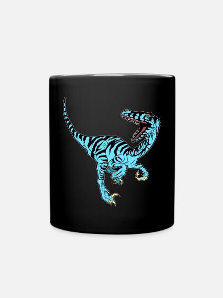 Blauer Velociraptor - Tasse einfarbig - Schwarz