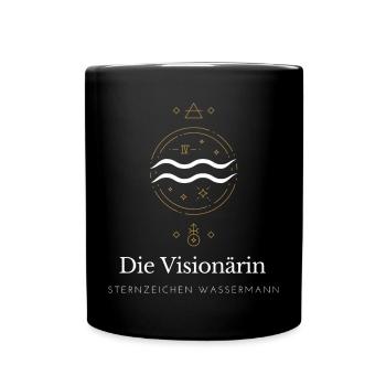 Die Visionärin Kosmos - Tasse einfarbig - Schwarz - Vorne