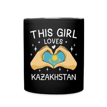 Kasachstan Flagge Kasachstan Fahne Kazakhstan - Tasse einfarbig - Schwarz - Vorne