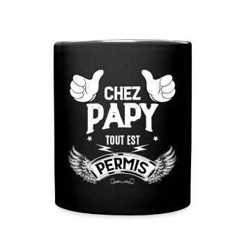 Mon papy est super cool. Cadeau humour grand-père - Mug uni - noir - Devant