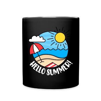 Hello Summer 2 (dark) - Full Colour Mug - black - Front