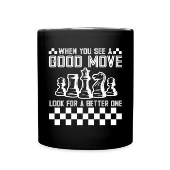 Lusitger Schachspieler Spruch I Schach - Tasse einfarbig - Schwarz - Vorne
