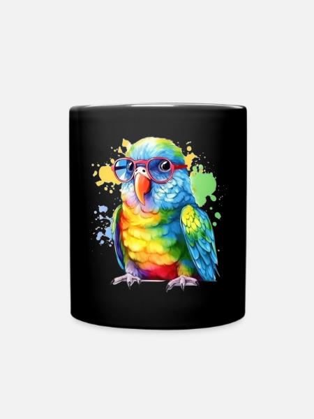 Perroquet cool coloré avec des lunettes - Mug uni - noir