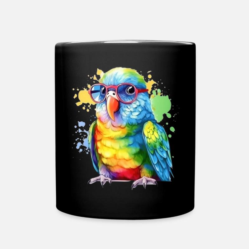 Perroquet cool coloré avec des lunettes - Mug uni - noir