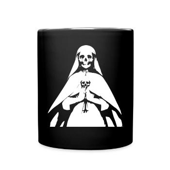 Wagen Sie es, sich in einzigartiger Horror-Nonne, Satanic, - Tasse einfarbig - Schwarz - Vorne