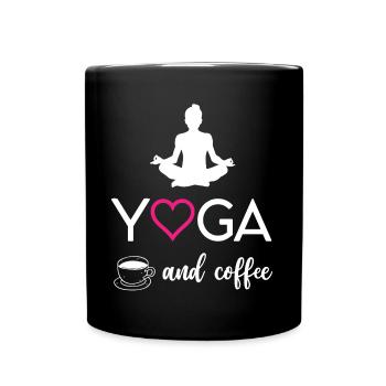 Yoga et café - Mug uni - noir - Devant