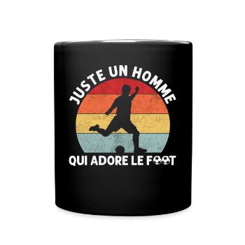Juste un homme qui adore le foot humour footbaleur - Mug uni - noir - Devant