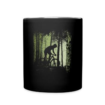 Forest Trail Bicycle Cyclist Offroad Downhill MTB - Full Colour Mug - black - Front