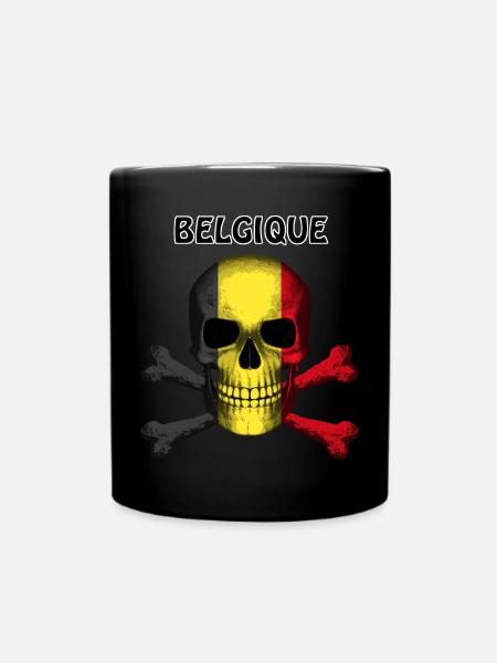 Skull Jolly Roger Pirate Flag Belgique R6Z - Full Colour Mug - black