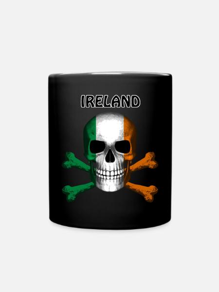Skull Jolly Roger Pirate Flag Ireland R6Z - Full Colour Mug - black