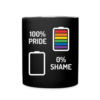 Pride Month - 100% Stolz, 0% Scham - Tasse einfarbig - Schwarz - Vorne